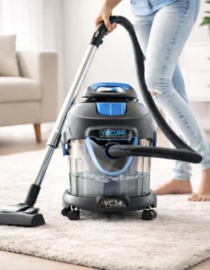Vacuum Cleaner VACUMI-VC3-Water Filtration in use on a plush carpet, available at Cover and Protect Australia.