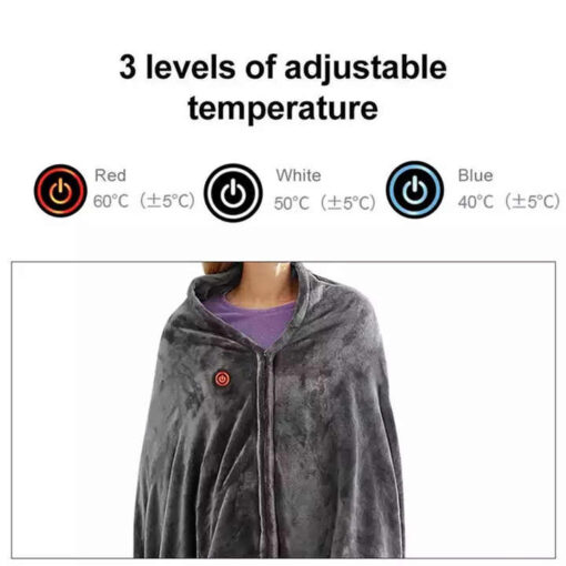 Electric Heated Flannel Blanket - 150x80cm USB-Powered Wearable Heating Shawl - Image 2