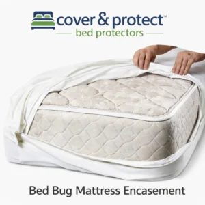 Cover &Amp; Protect Bed Bug Mattress Encasement 360 Degree Zippered White Mattress Protector Installed On Mattress Australia
