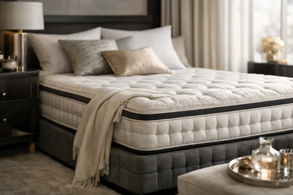 Elegant Modern Australian Bedroom Showing An Expertly Styled Bed Setup.